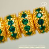  Charm Tròn Đính Đá Xanh Mạ Vàng - Bạc 925 Mạ Vàng 
