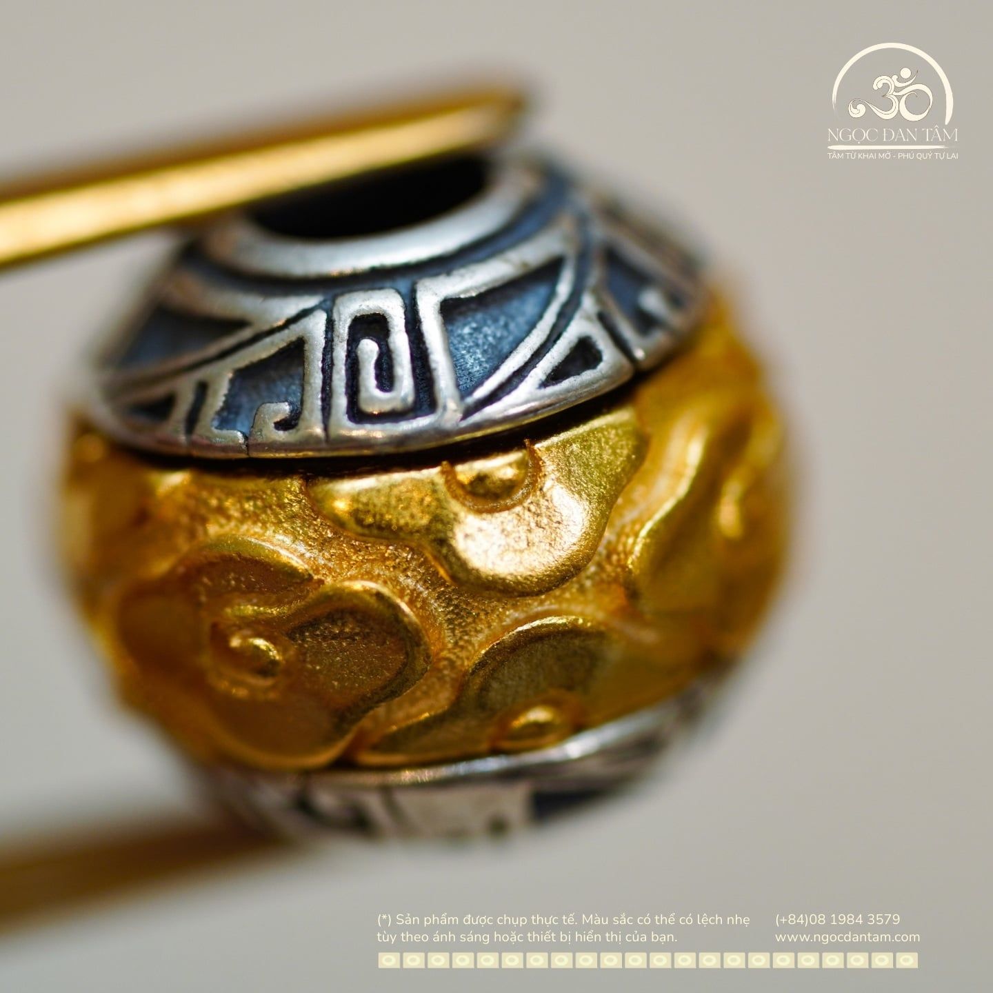  Charm Tường Vân 10,74mm - Bạc 925 Mạ Vàng Cao Cấp 