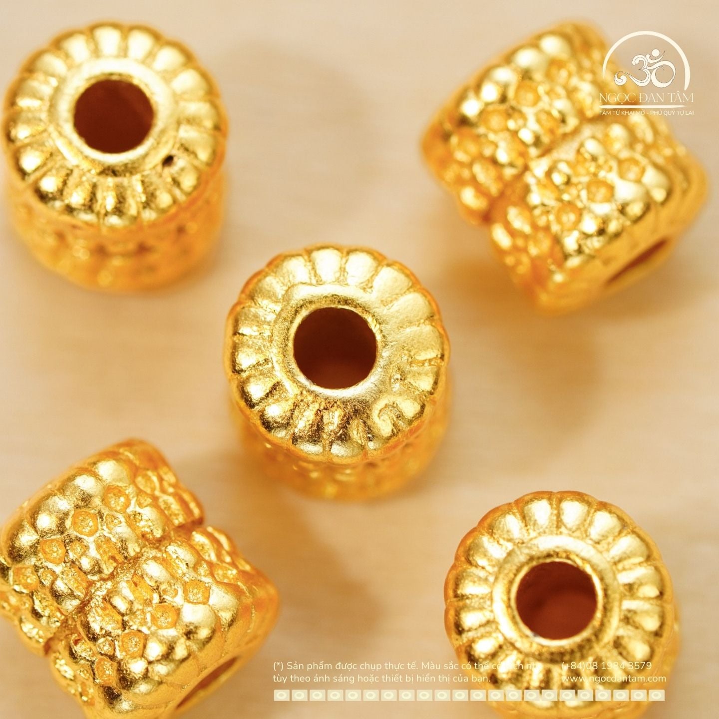  Charm Bánh Xe Đôi 8.5mm - Bạc 925 Mạ Vàng Cao Cấp 