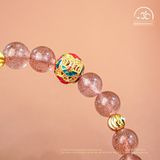  Vòng Tay Đá Thạch Anh Dâu Tây 8mm 2A Phối Charm Minh Châu 