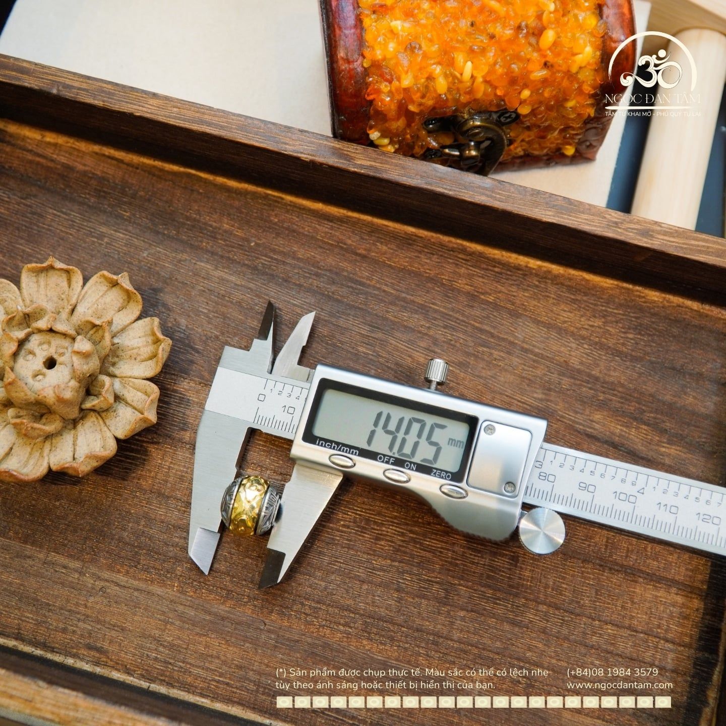  Charm Tường Vân 14.05mm  - Bạc 925 Mạ Vàng Cao Cấp 