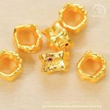  Charm Răng Đính Đá Hồng Nhỏ 5.73mm - Bạc 925 Mạ Vàng Cao Cấp 