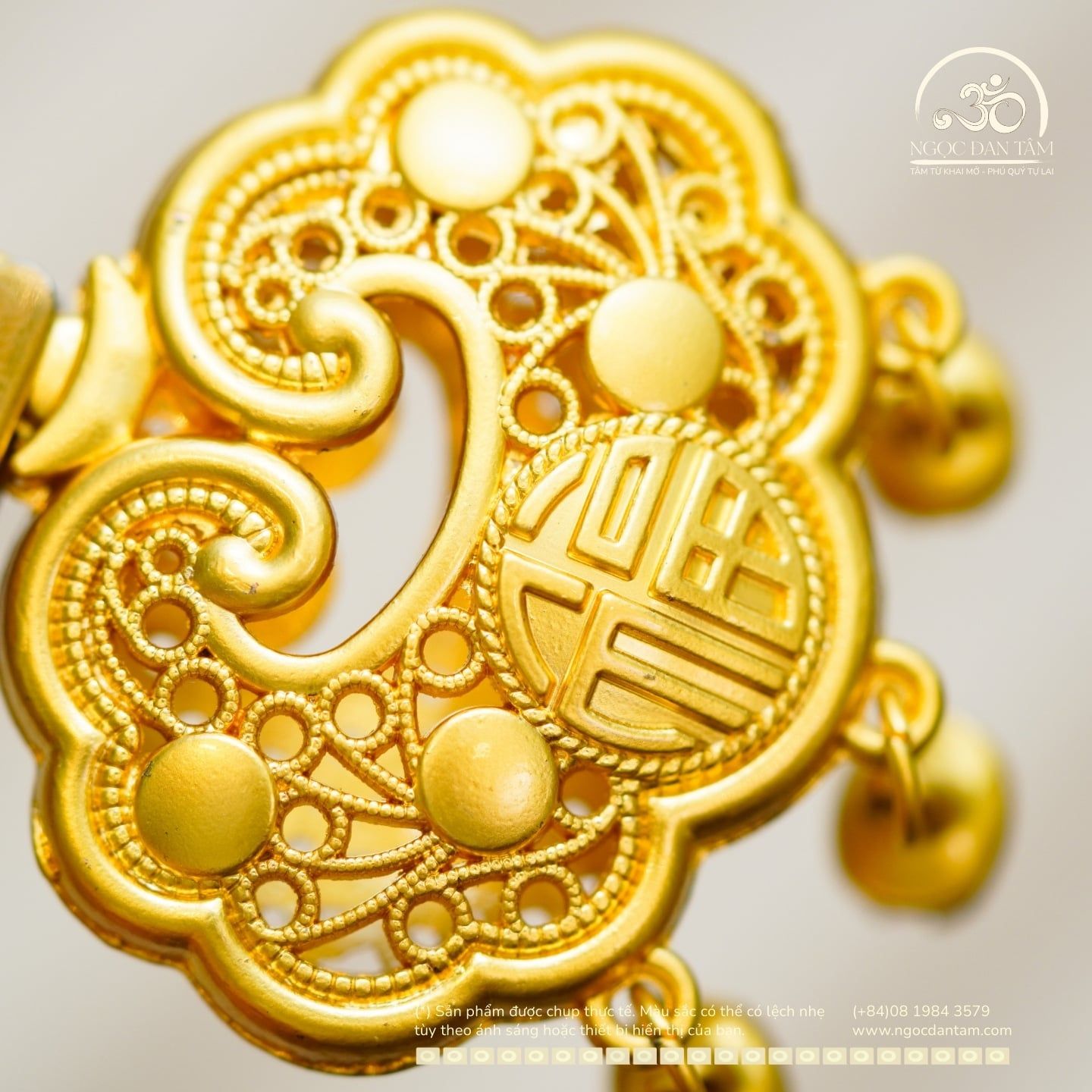  Mặt Dây Chuyền Chuông May Mắn 32,60mm - Kim Loại Mạ Vàng Cao Cấp 