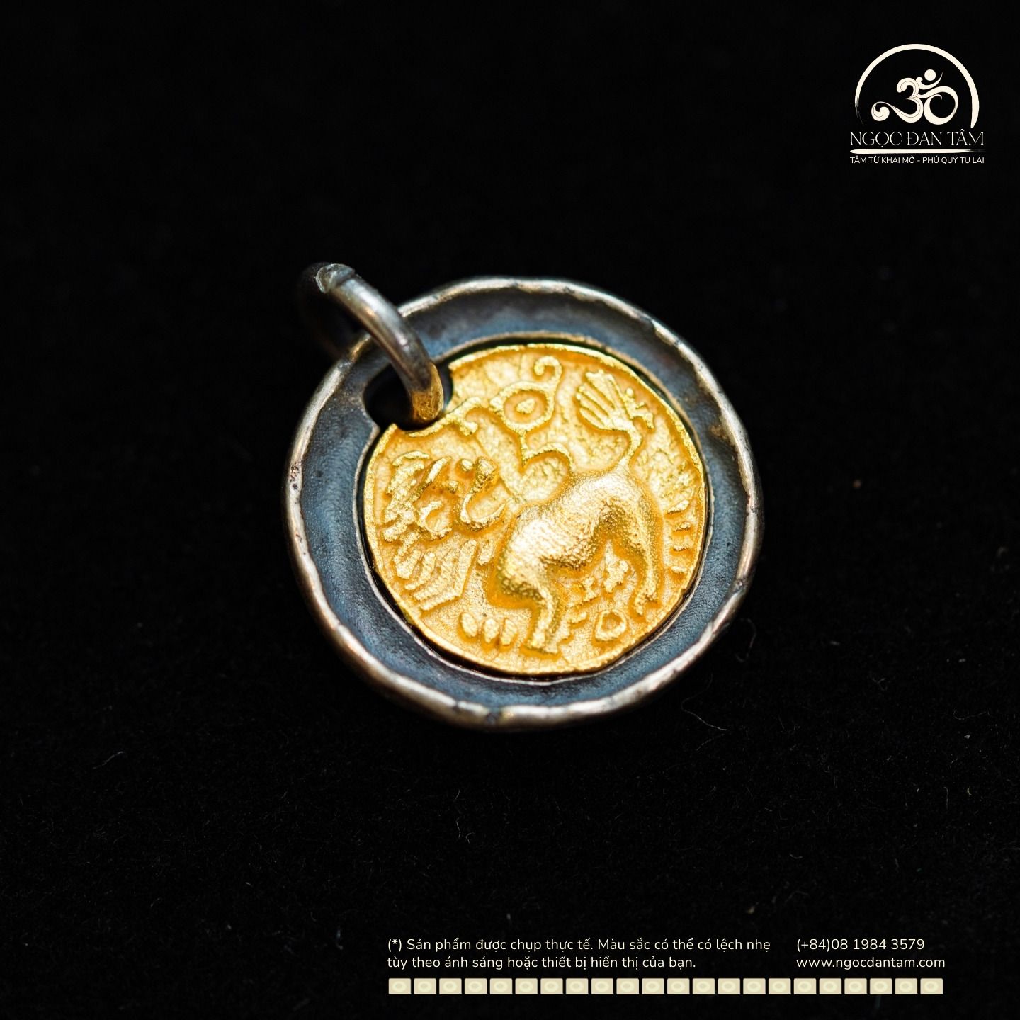  Charm Sư Tử Tuyết 15.58mm - Bạc 925 Mạ Vàng Cao Cấp 