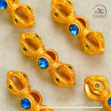  Charm Chùy Kim Cang Đính Ngọc Xanh 15,83mm - Charm Kim Loại Mạ Vàng Cao Cấp 