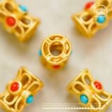  Charm Trụ 2 Màu 9.64mm - Kim Loại Mạ Vàng 