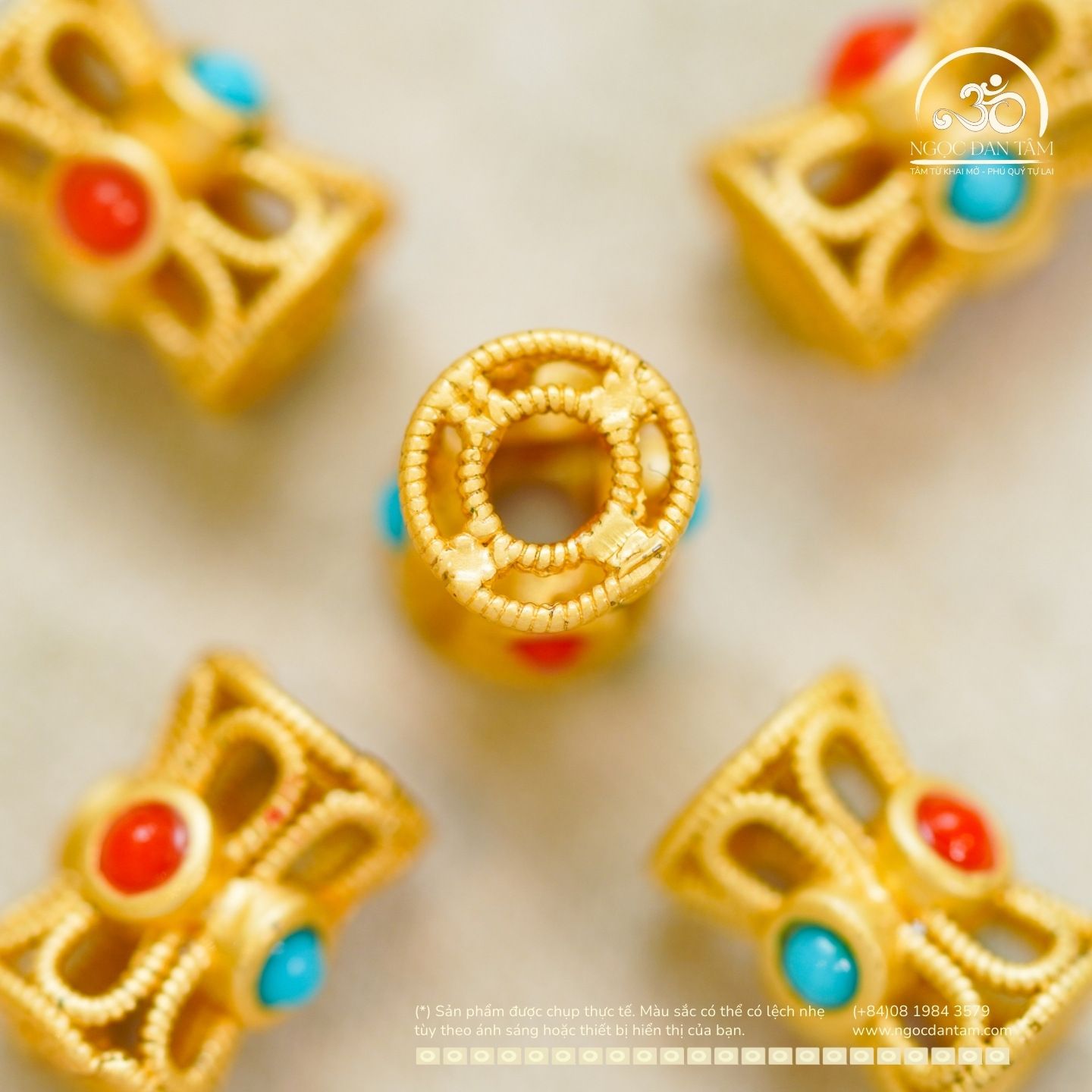  Charm Trụ 2 Màu 9.64mm - Kim Loại Mạ Vàng 