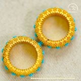  Charm Nhẫn Đính Đá Turquoise - Kim Loại Mạ Vàng Cao Cấp 