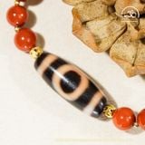  Vòng Tay Dzi Mặt Trời Mặt Trăng Phối Ngọc Bích Đỏ 8mm 