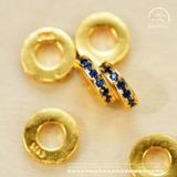  Charm Tròn Dẹp Xanh Đen 7.80mm - BẠC 925 Mạ Vàng Cao Cấp 