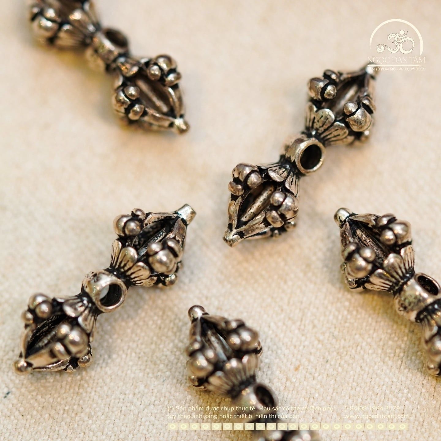  Charm Chùy Kim Cang Bạc Đen 925 