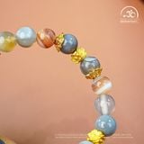  Vòng Tay Mã Não Botswana 2A - 8mm Phối Charm Hoa Vuông 