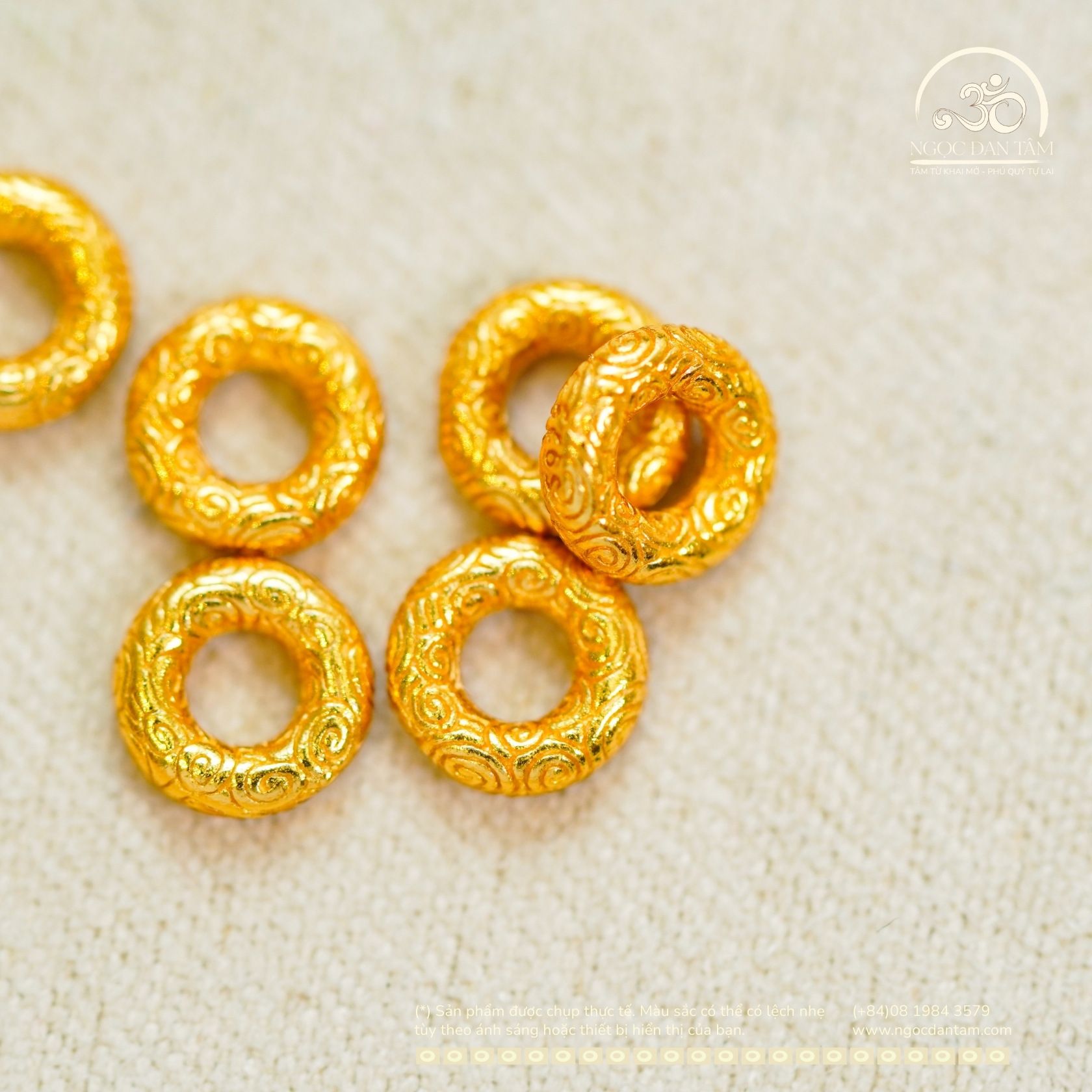  Charm Tròn Mạ Vàng 6mm - Bạc Mạ Vàng Cao Cấp 