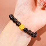  Vòng Tay Thạch Anh Khói 8mm 2A Phối Charm Hoa Sen 