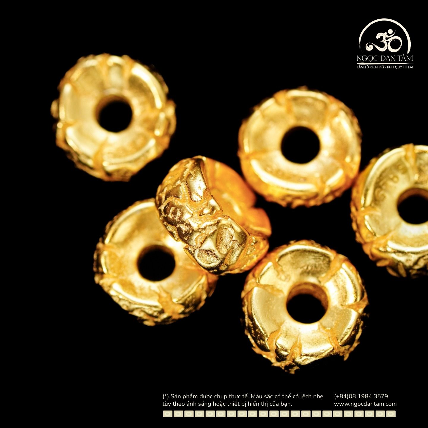  Charm Tròn Khối Cánh Hoa 7.18mm - Bạc 925 Mạ Vàng Cao Cấp 