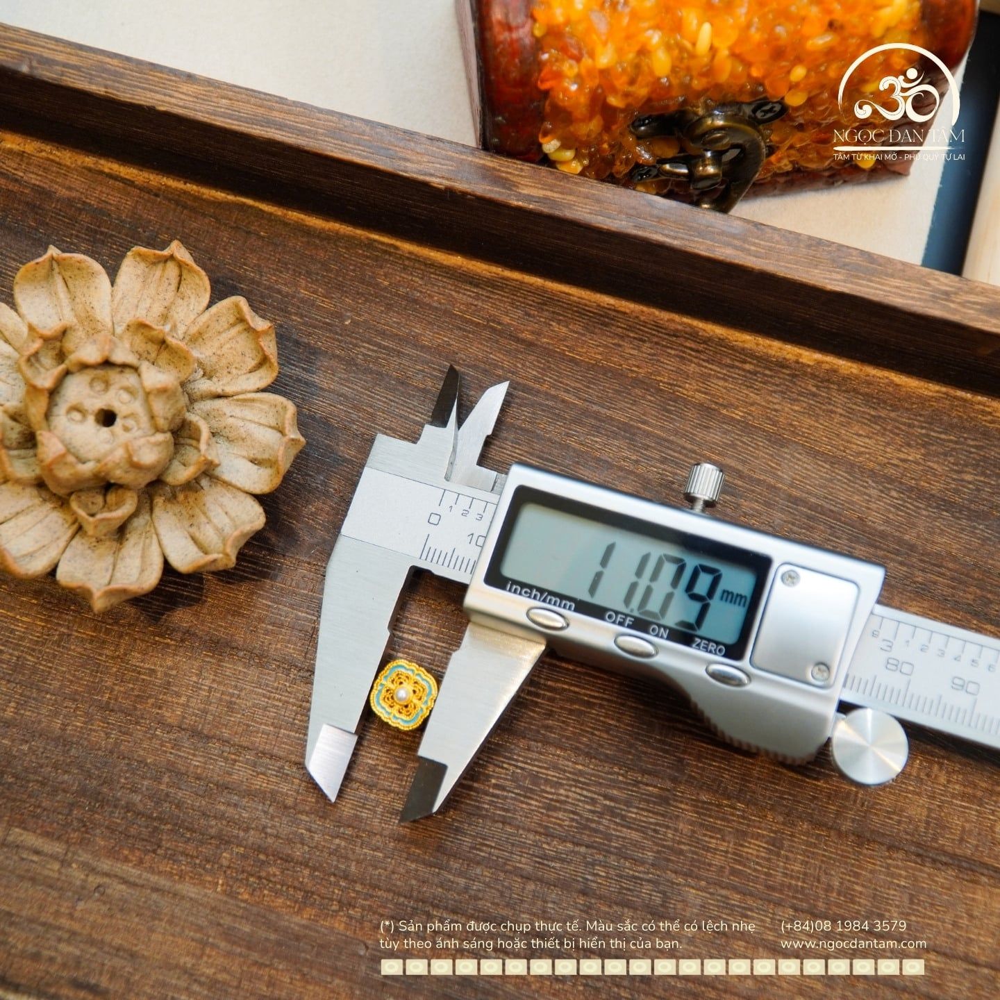  Charm Bướm Ren Xanh Băng Đính Ngọc Trai 11,09mm - Kim Loại Mạ Vàng Cao Cấp 