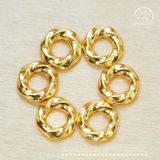  Charm Tròn Xoắn Dẹp Nhỏ 6.59mm - Bạc 925 Mạ Vàng Cao Cấp 