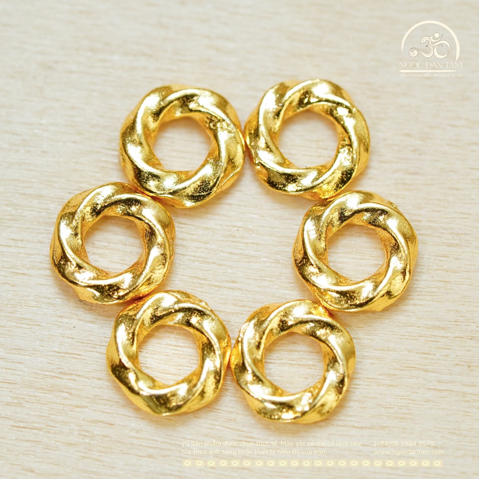  Charm Tròn Xoắn Dẹp Nhỏ 6.59mm - Bạc 925 Mạ Vàng Cao Cấp 