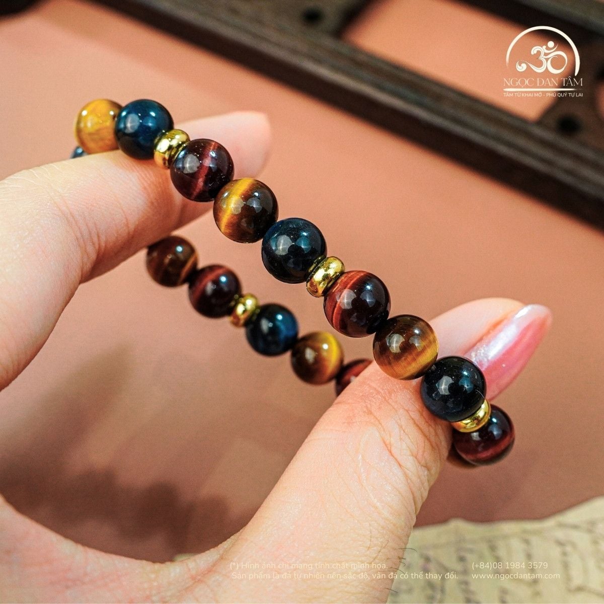  Vòng Tay Đá Mắt Hổ Tam Tài 8mm 5A 