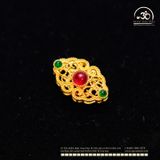  Charm Lá Đính Đá 13,38mm - Bạc 925 Mạ Vàng Cao Cấp 