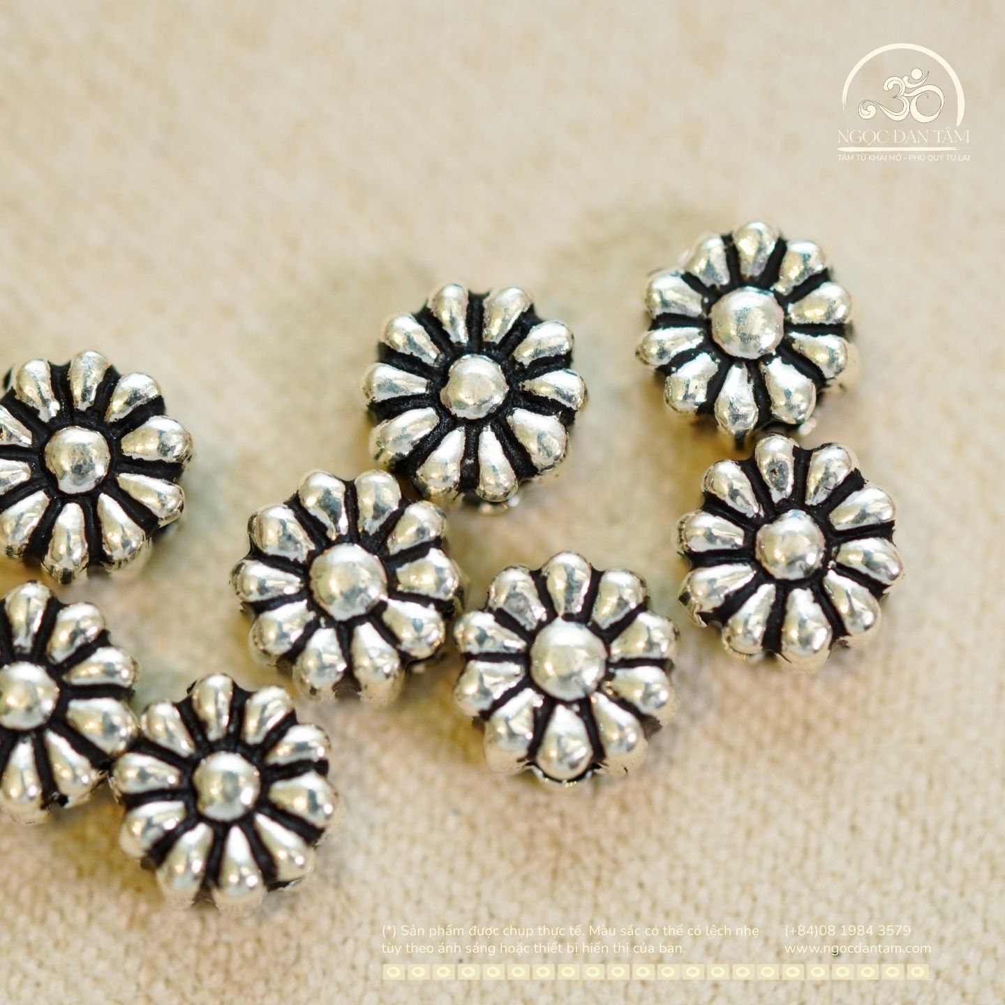  Charm Đệm Hoa Cúc 6mm - Bạc Cao Cấp 