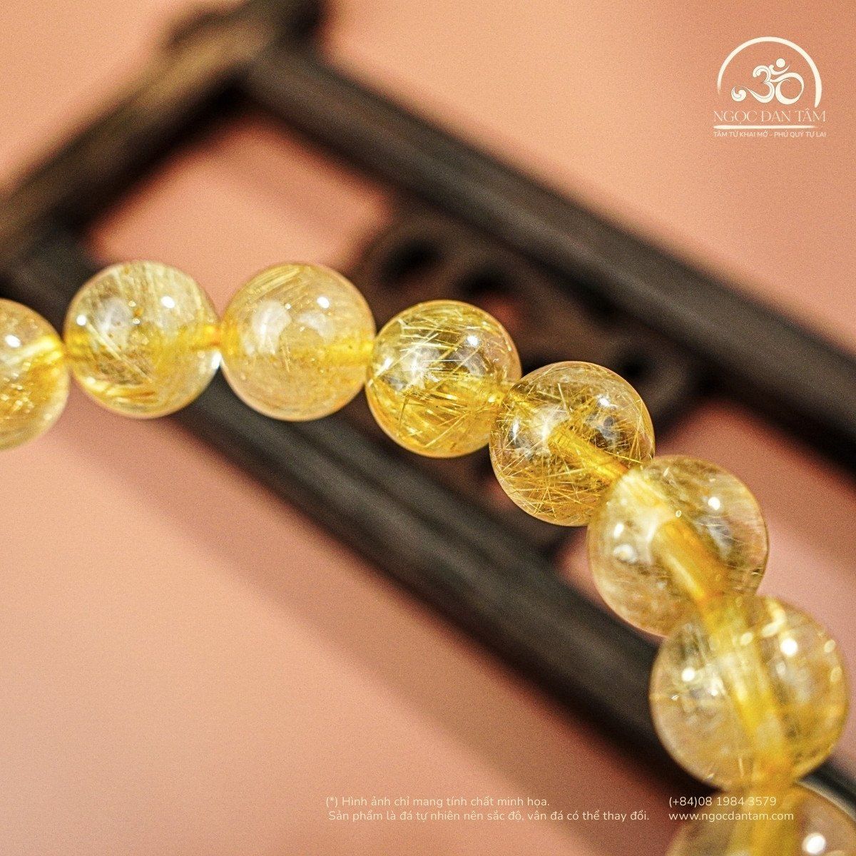 Vòng Tay Thạch Anh Tóc Vàng 9mm 7A Phối Tỳ Hưu 