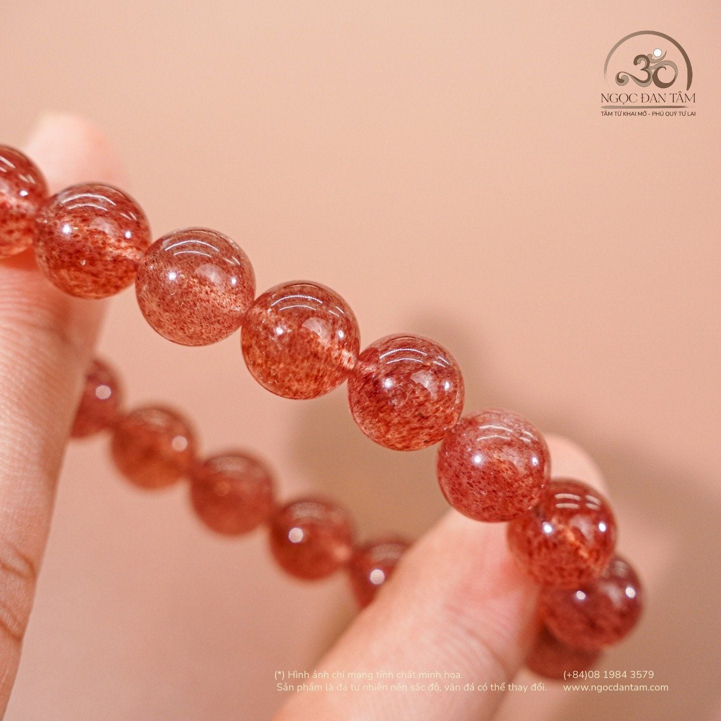  Vòng Tay Thạch Anh Dâu Tây 10mm 5A 