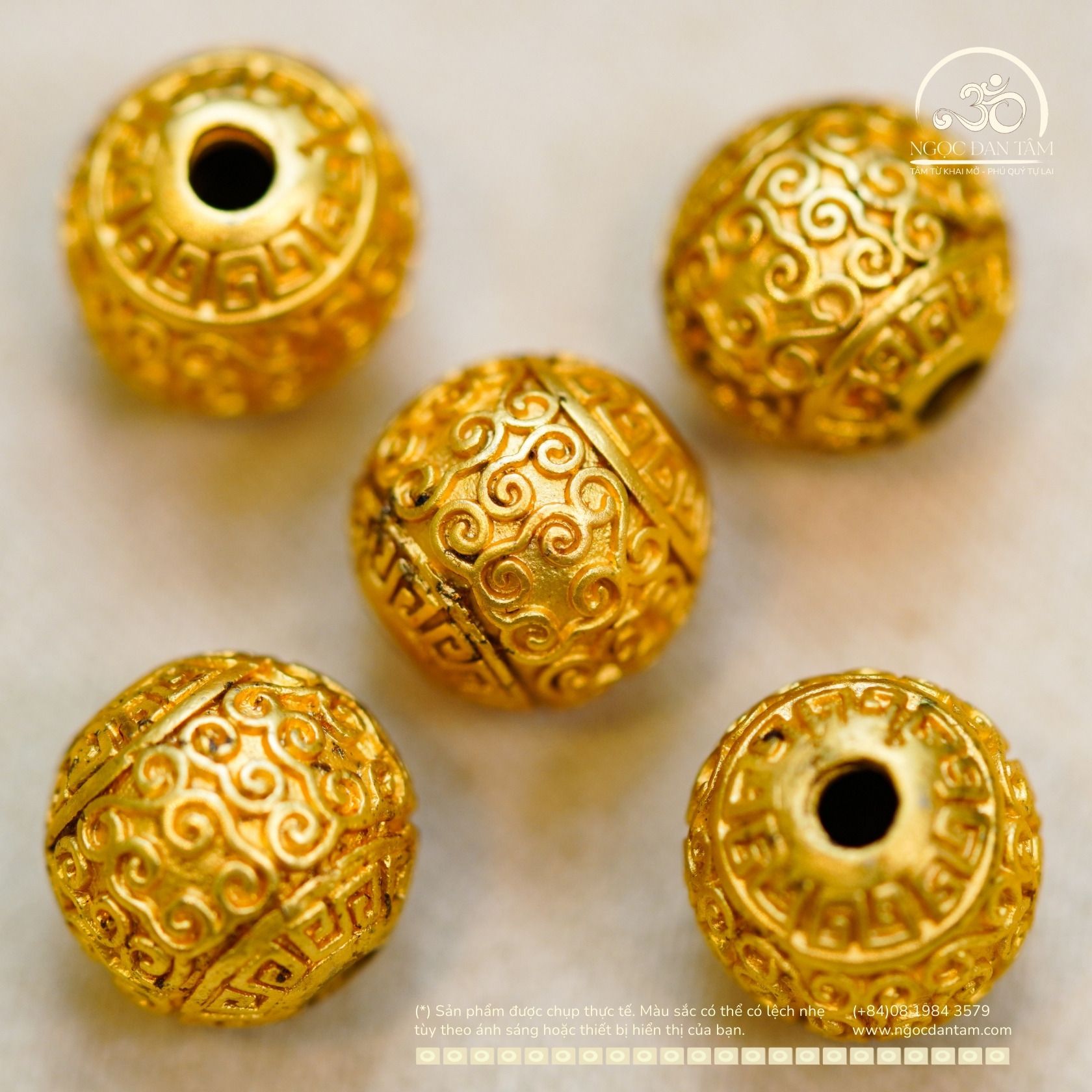  Charm Bi Tường Vân 9.74mm - Bạc Mạ Vàng Cao Cấp 