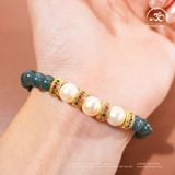  Vòng Tay Ngọc Hòa Điền Phối 7mm 2A Ngọc Trai Trắng 8mm 