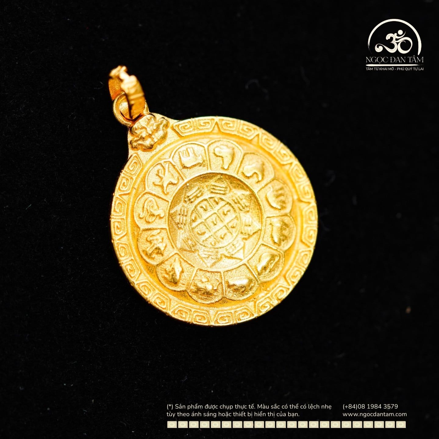  MDC Văn Thù Cửu Cung 8 Hướng 19,75mm - Bạc 925 Mạ Vàng Cao Cấp 