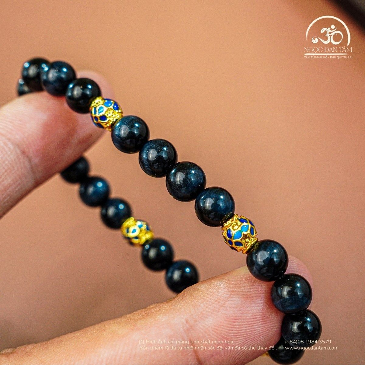  Vòng Tay Đá Thạch Anh Mắt Chim Ưng 6mm 5A Phối Charm Lu Nhỏ 
