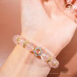  Vòng Tay Thạch Anh Hồng Sao 9mm 6A Phối Charm 