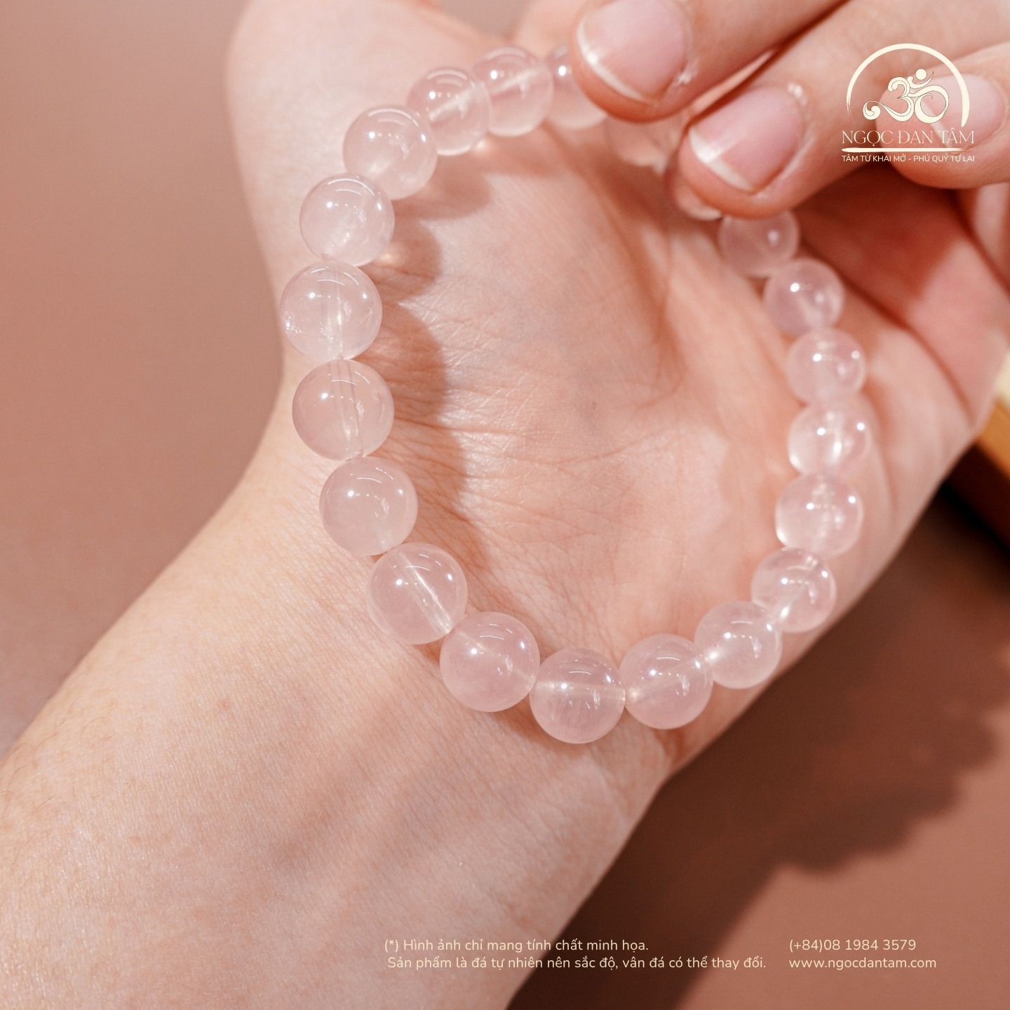  Vòng Tay Thạch Anh Hồng Đậm 8mm - 10mm 5A 