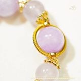  Vòng Tay Thạch anh Tím Lavender 10mm 3A Phối Charm Bọc Đá 
