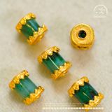  Charm Trụ Xanh Ngọc Lục Bảo Nhỏ 5,85mm - Bạc 925 Mạ Vàng Cao Cấp 