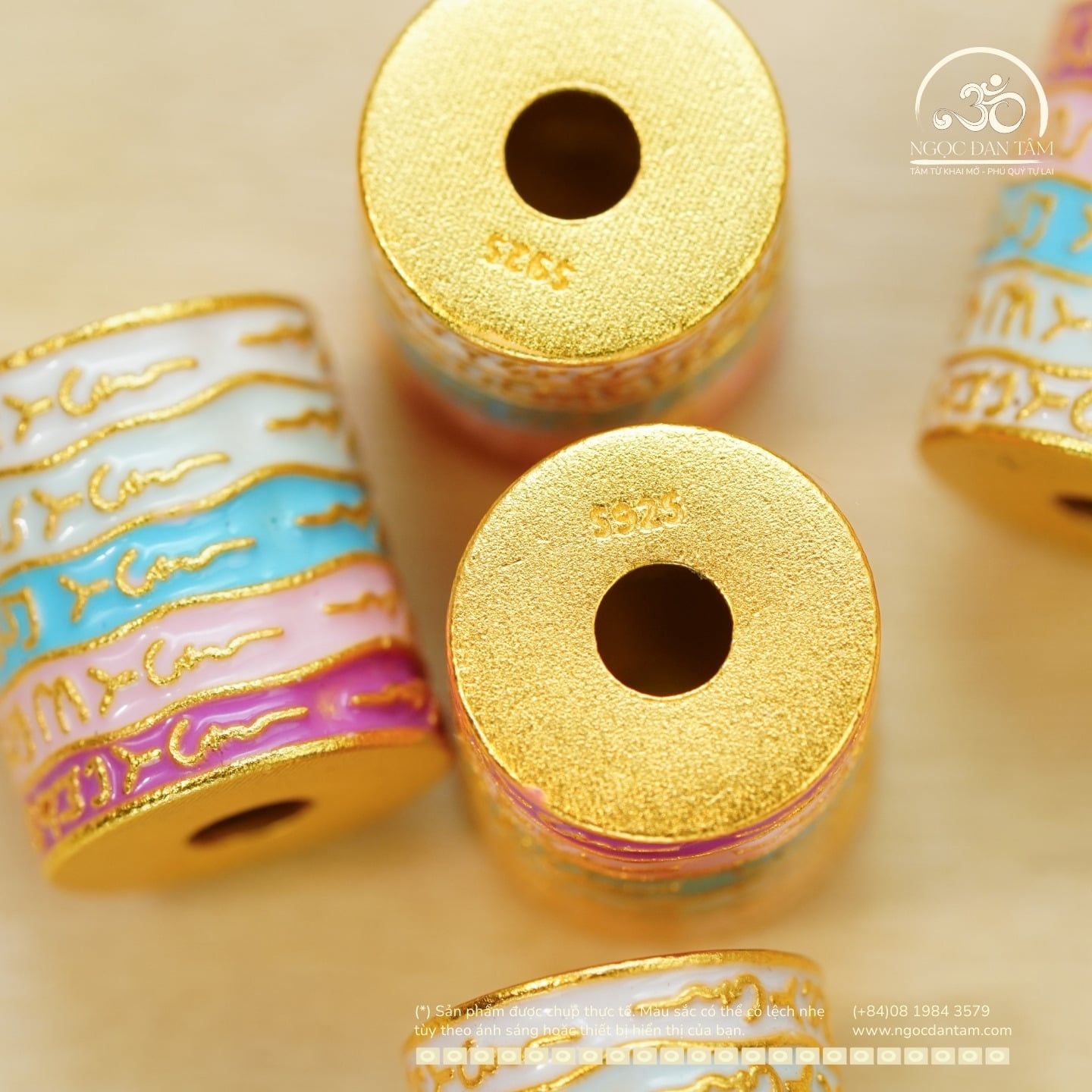  Charm Lu Thống Ngũ Sắc 10mm - Bạc 925 Mạ Vàng Cao Cấp 