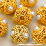  Charm Đệm Túi Cầu Ngọc Trai 11,49mm - Kim Loại Mạ Vàng Cao Cấp 