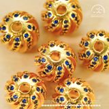  Charm Tròn Xoắn Đá Xanh 8.88mm - Bạc 925 Mạ Vàng Cao Cấp 