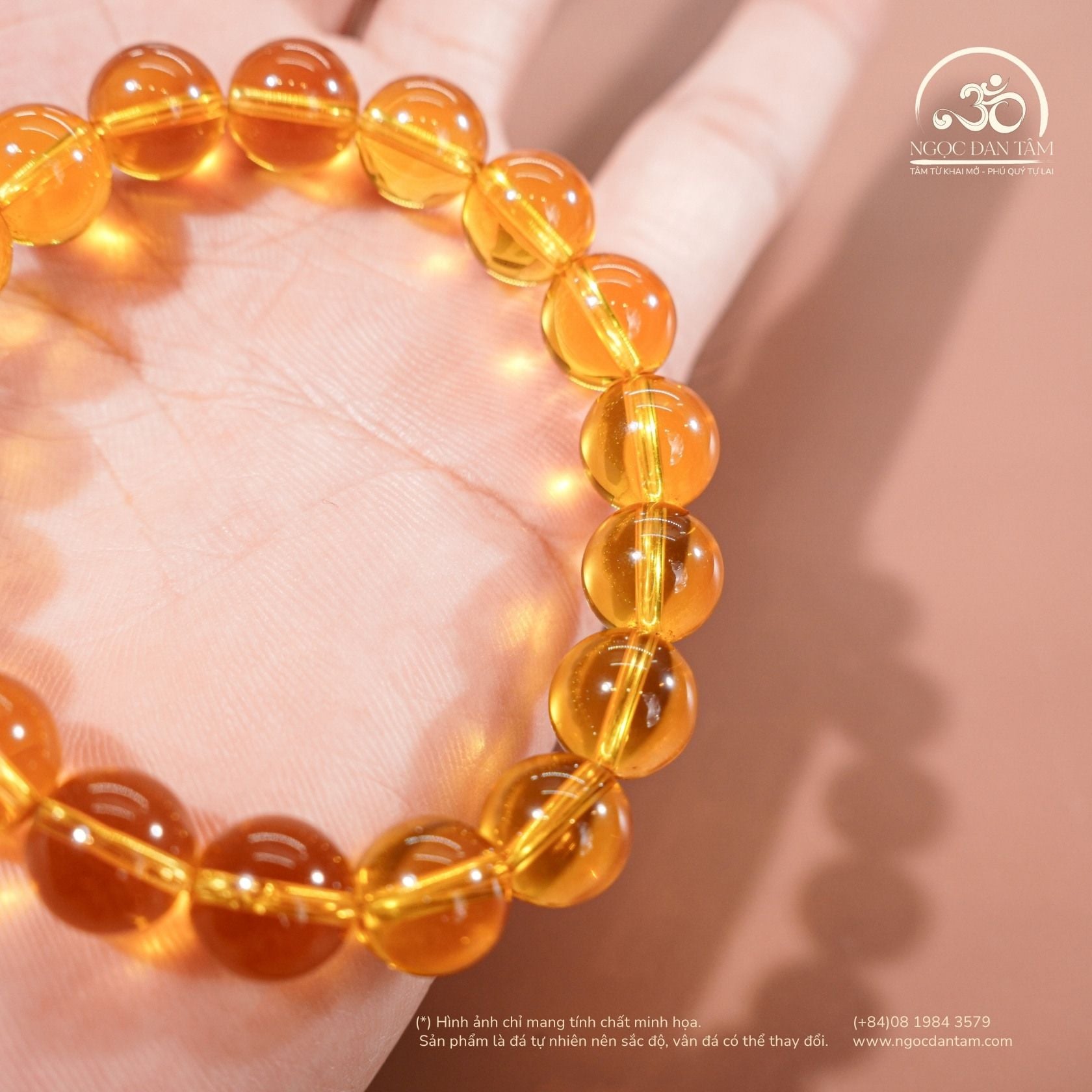  Vòng Tay Thạch Anh Vàng 9mm 5A 