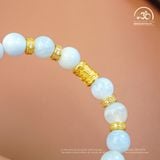  Vòng Tay Mã Não Xanh Lace 8mm 3A Phối Charm Trụ Chú Omani 