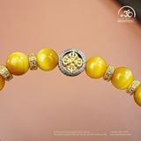  Vòng Tay Đá Mắt Hổ Vàng 8mm 5A Charm Bánh Xe Pháp luân 