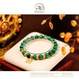  Vòng Tay Khổng Tước 8mm 3A Phối Charm Bánh Xe Pháp Luân 