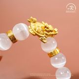  Vòng Tay Đá Selenite 3A - 10mm Phối Charm Long Quy 