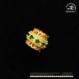  Charm Trụ Tròn Đính Hạt Xanh 9,51mm - Kim Loại Mạ Vàng Cao Cấp 