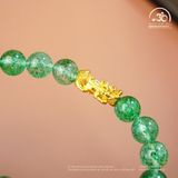 Vòng Tay Thạch Anh Dâu Tây Xanh Phối Charm Tỳ Hưu 8mm 2A 