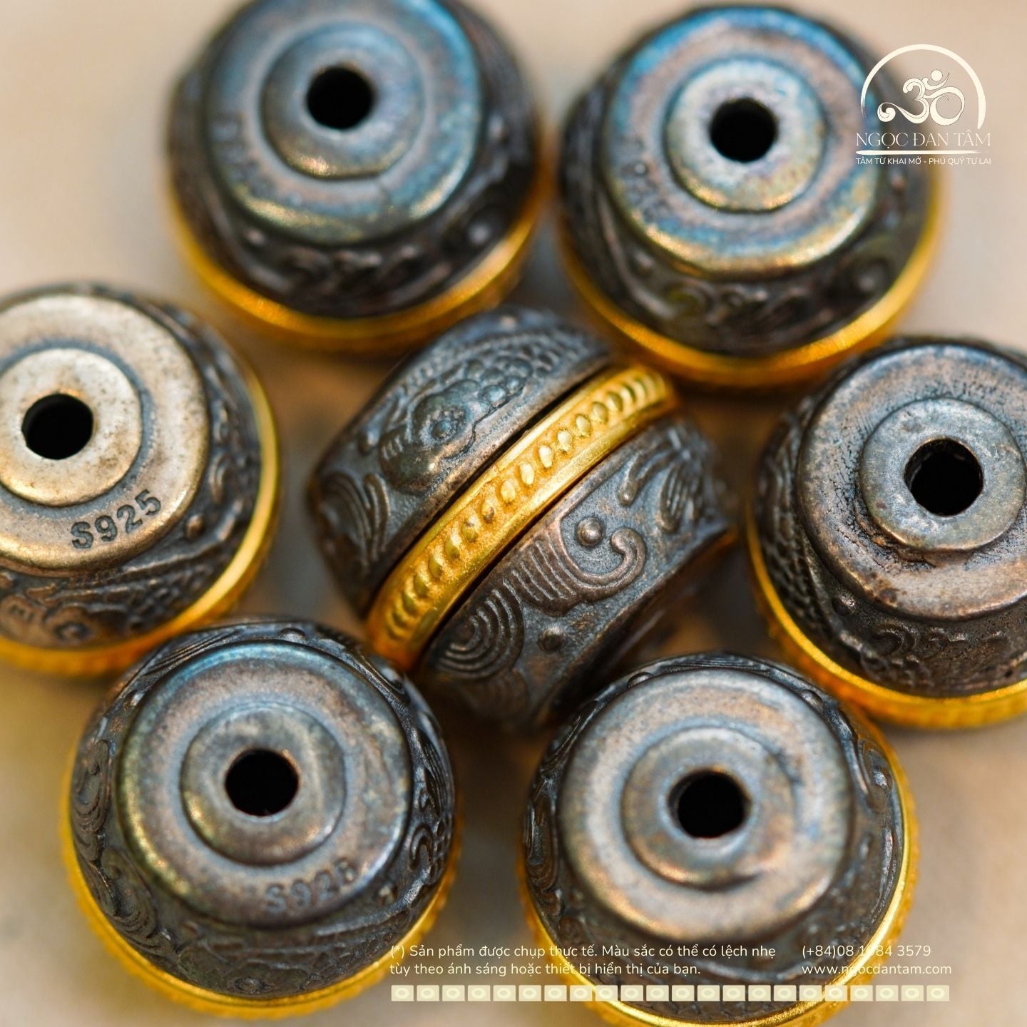  Charm Dao Phổ Ba 4 Mặt (Phurpa) 12,8 - Bạc 925 Mạ Vàng Cao Cấp 