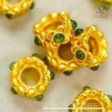  Charm Điêu Khắc Đính Ngọc Lục Bảo 10mm - Kim Loại Mạ Vàng 
