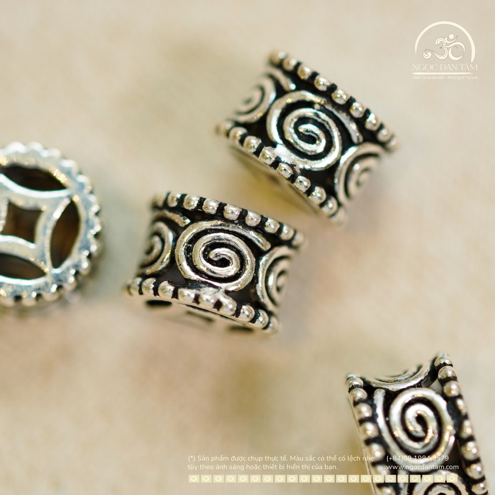  Charm bạc tròn xoắn ốc 8mm - Bạc Cao Cấp 