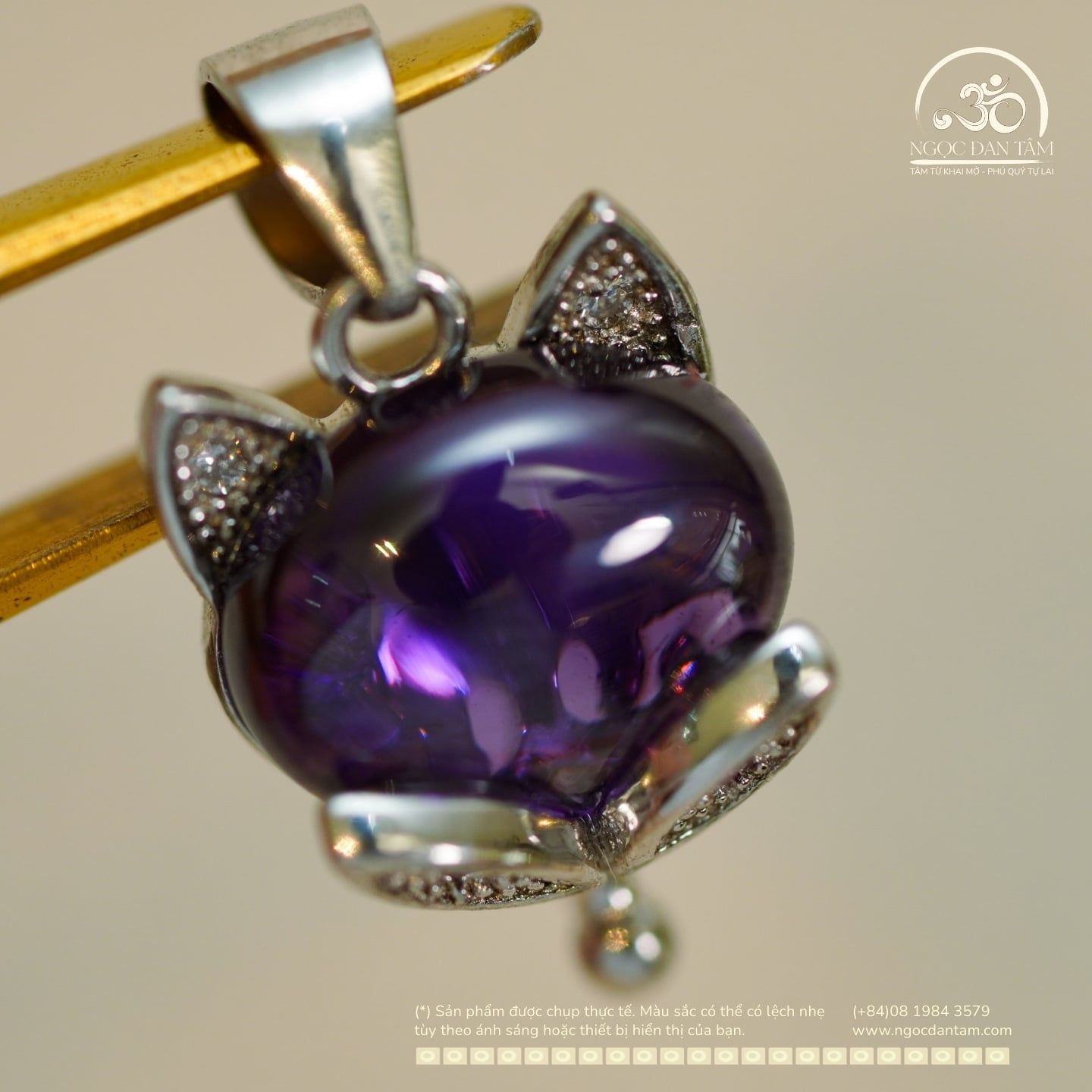  Mặt dây chuyền Hồ Ly Đá Tím 10.60mm - Bạc 925 Cao Cấp 