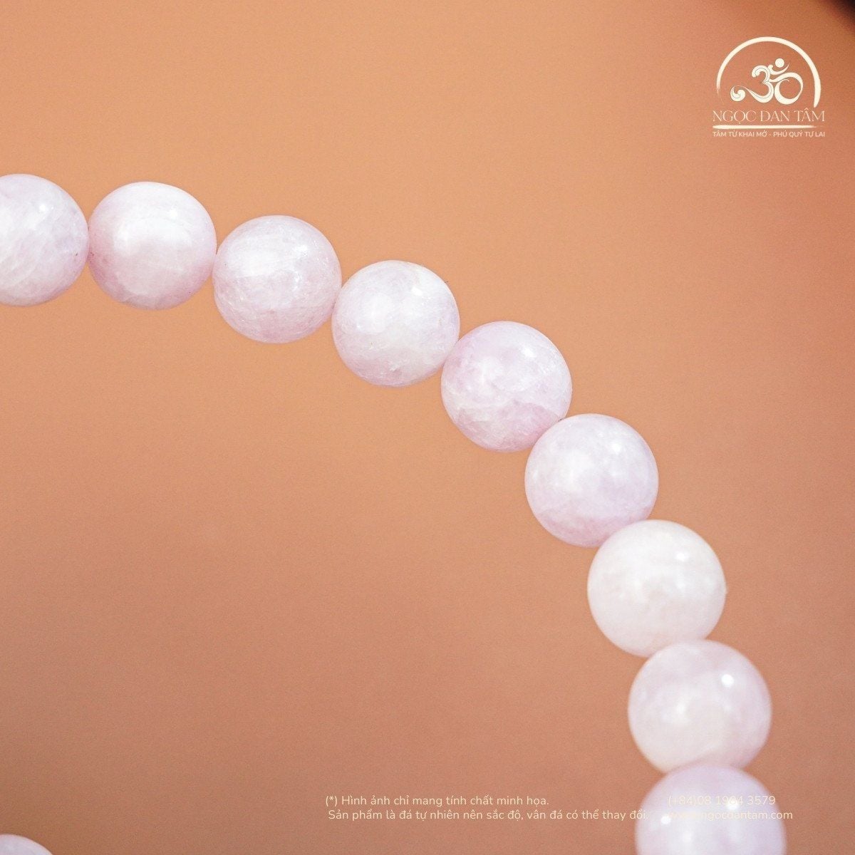  Vòng Tay Đá Kunzite 8mm 3A Phối Charm Pandora 